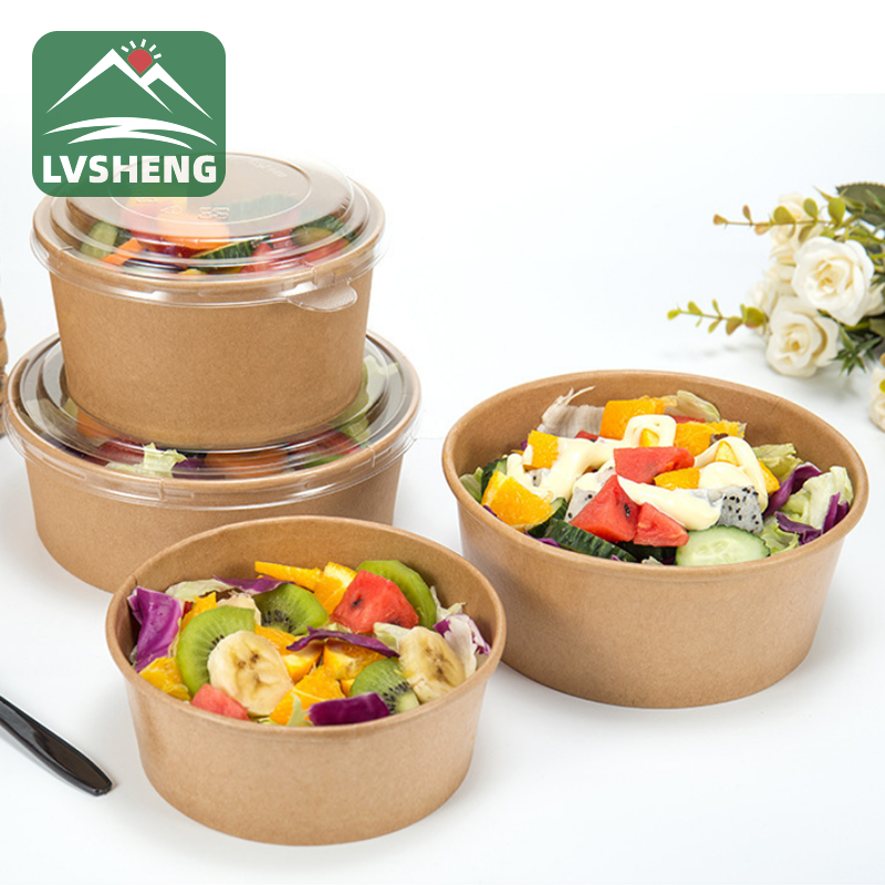 Giấy kraft dùng một lần Salad Bát chống thấm nước và dầu mỡ Có nắp mang lại sự tiện lợi cho cuộc sống của bạn