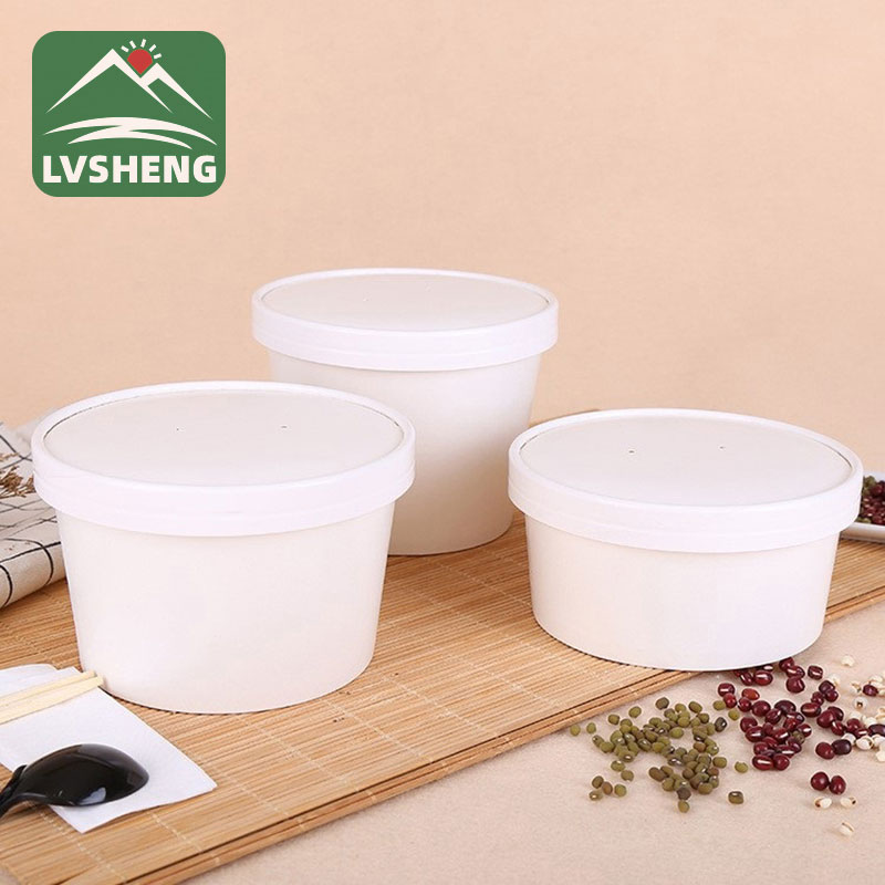 Bát giấy salad kraft với nắp giấy